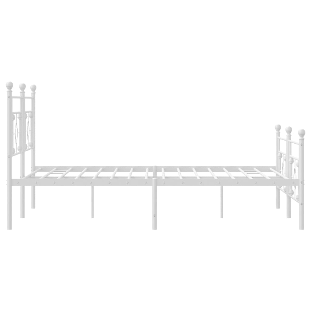Sengeramme i metall med hode- og fotgavl hvit 183x213 cm
