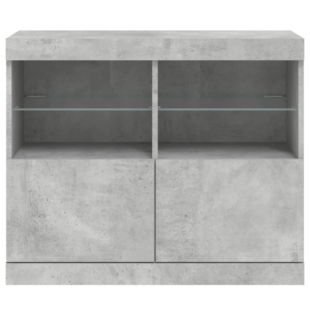 Skjenk med LED-lys betonggrå 81x37x67 cm