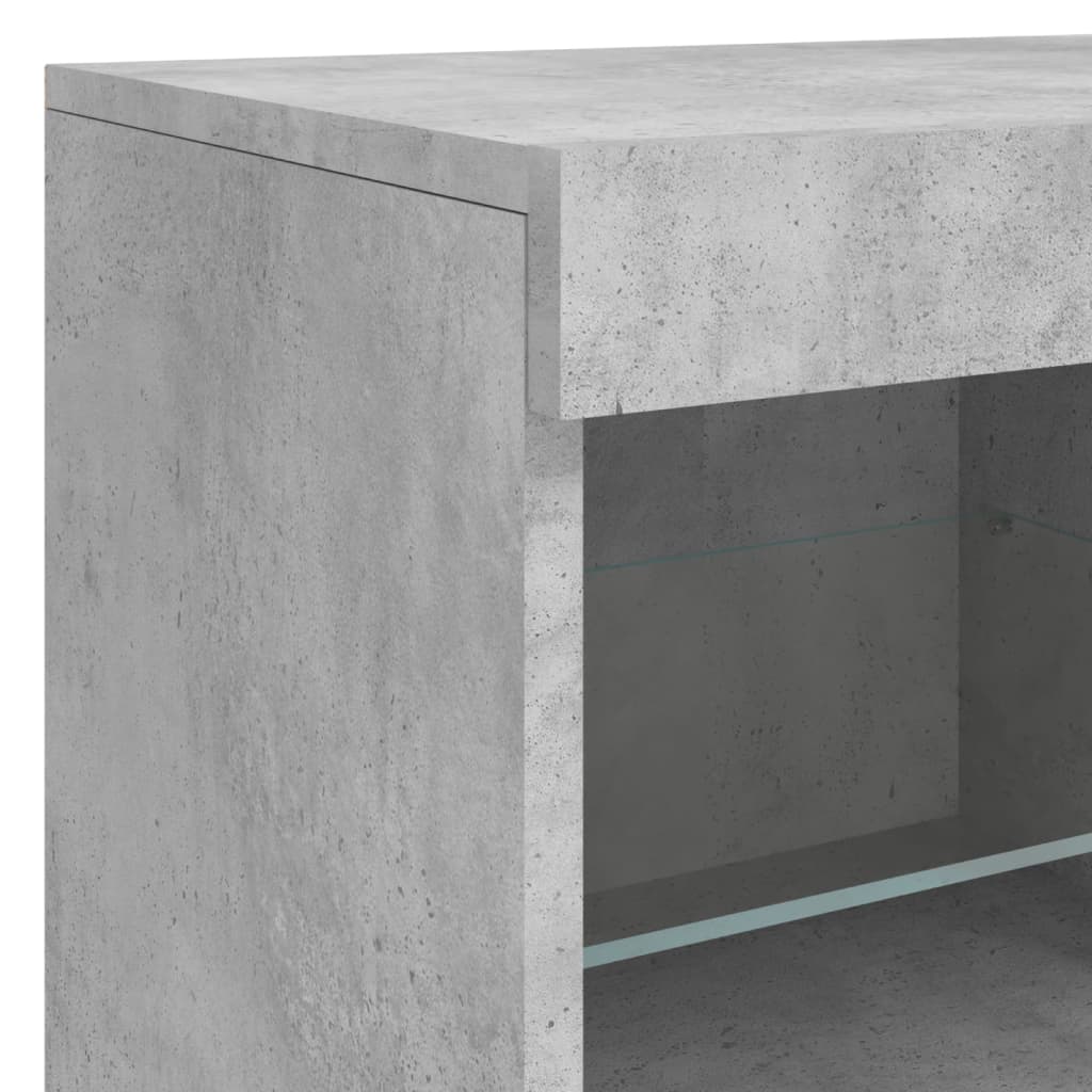 Skjenk med LED-lys betonggrå 81x37x67 cm