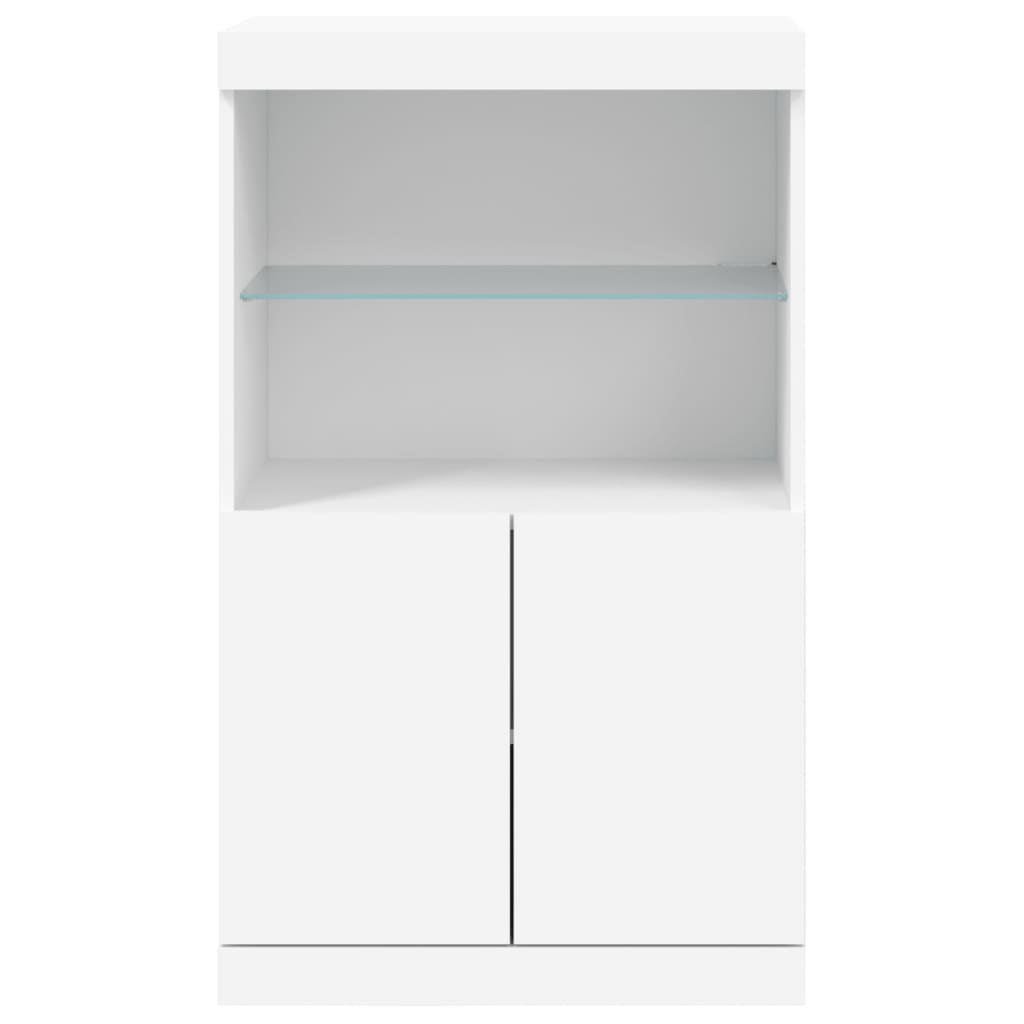 Skjenk med LED-lys hvit 60,5x37x100 cm