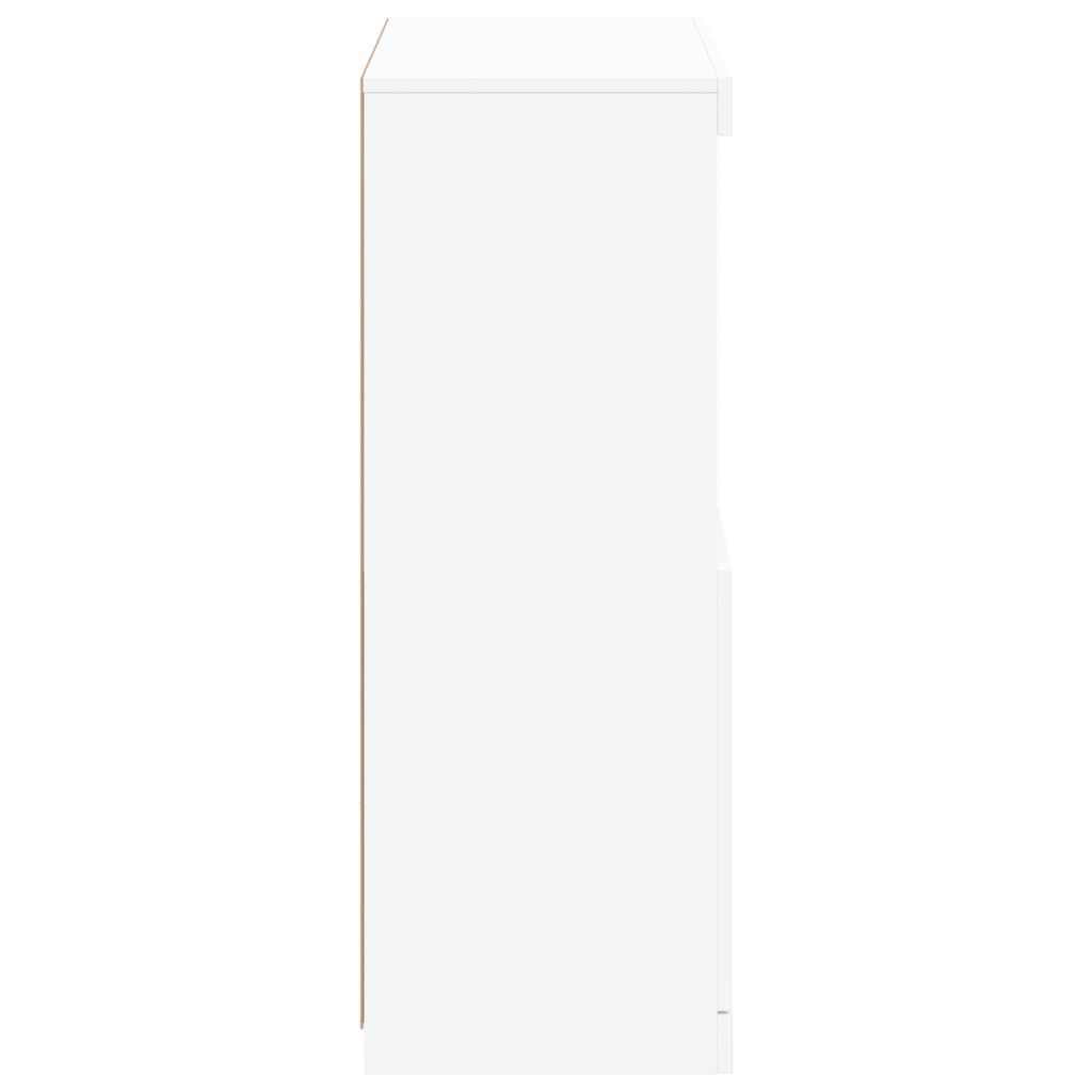 Skjenk med LED-lys hvit 60,5x37x100 cm
