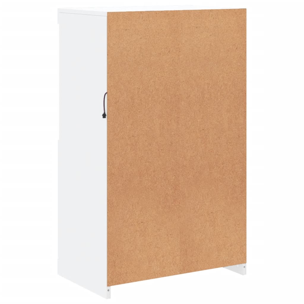Skjenk med LED-lys hvit 60,5x37x100 cm
