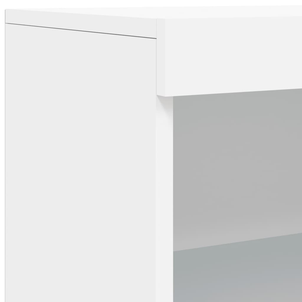Skjenk med LED-lys hvit 60,5x37x100 cm