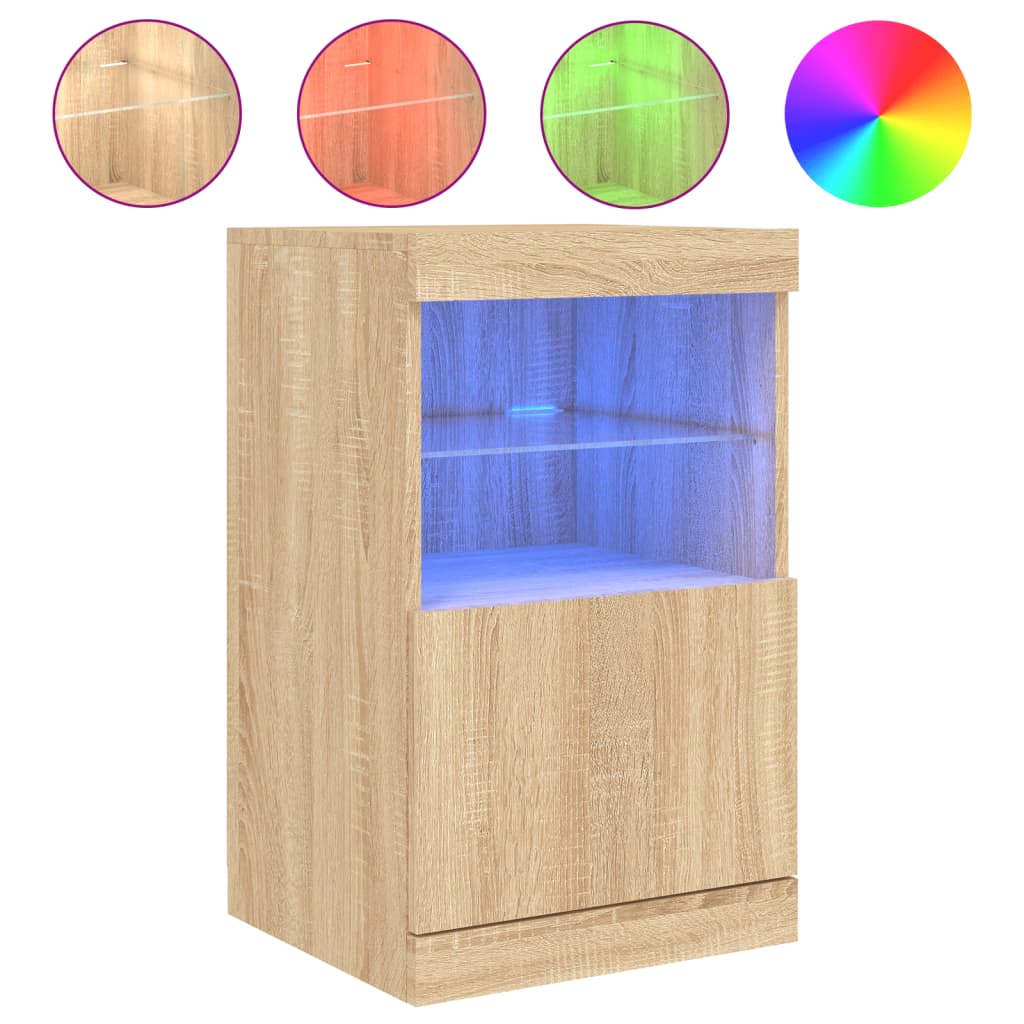 Skjenk med LED-lys sonoma eik 41x37x67 cm
