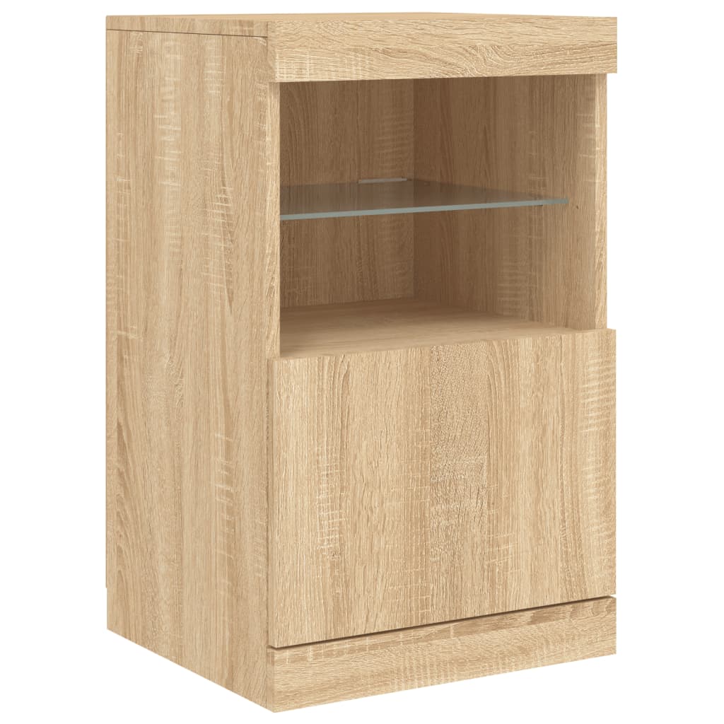 Skjenk med LED-lys sonoma eik 41x37x67 cm