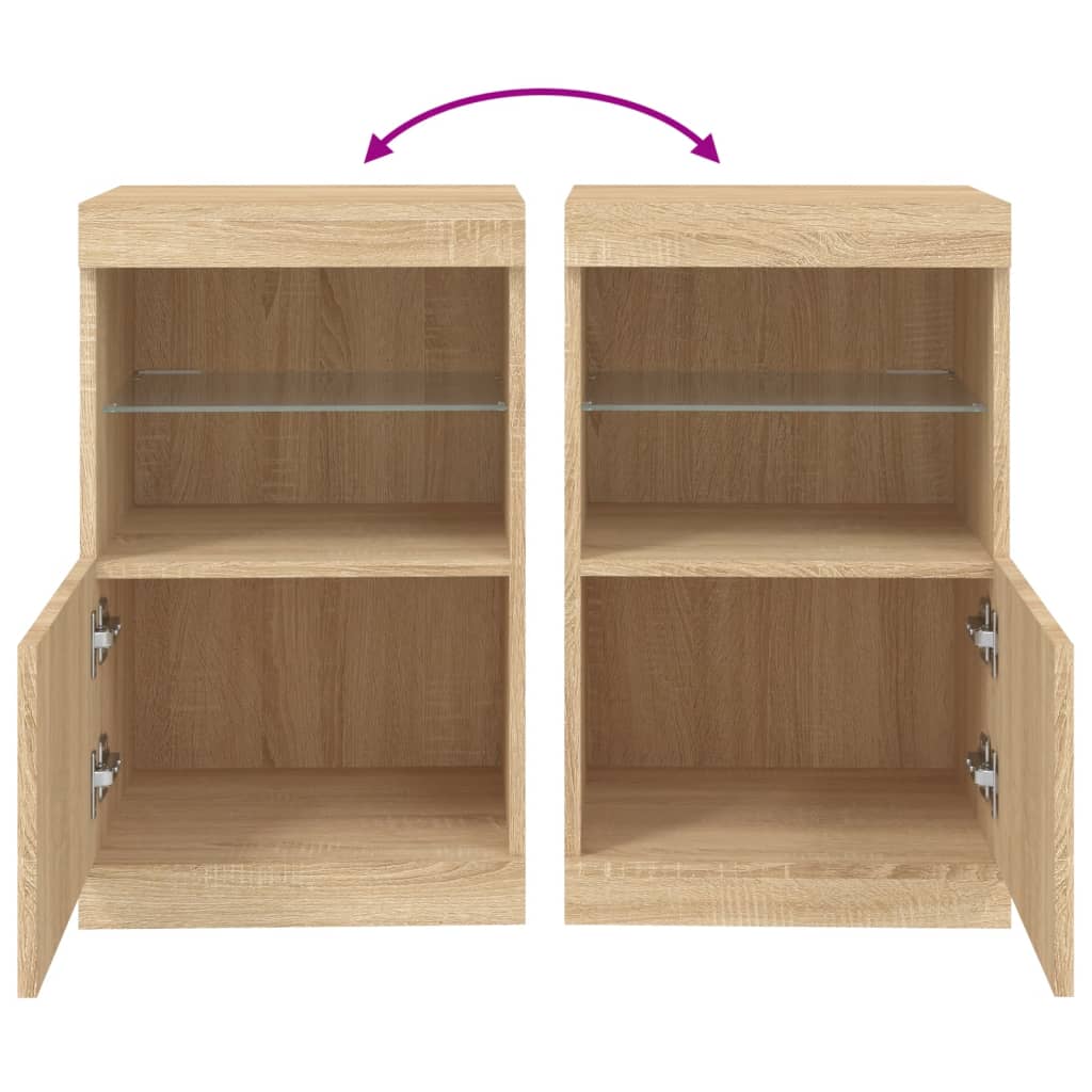 Skjenk med LED-lys sonoma eik 41x37x67 cm