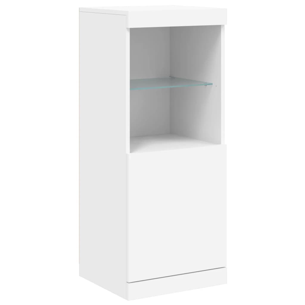 Skjenk med LED-lys hvit 41x37x100 cm