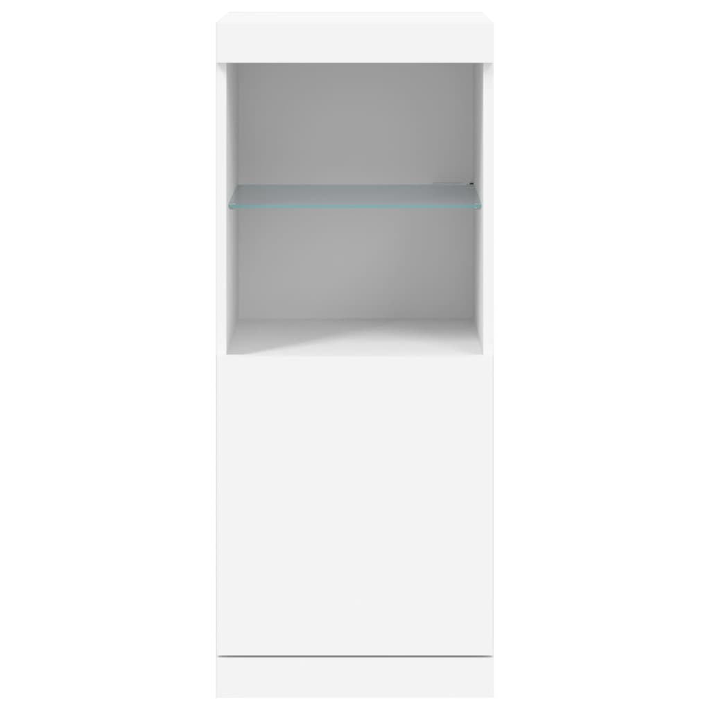 Skjenk med LED-lys hvit 41x37x100 cm