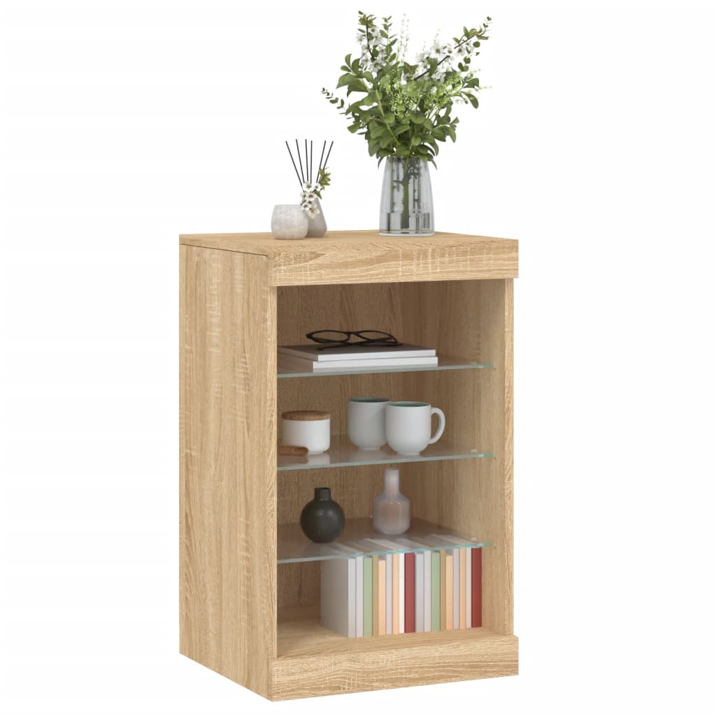 Skjenk med LED-lys sonoma eik 41x37x67 cm