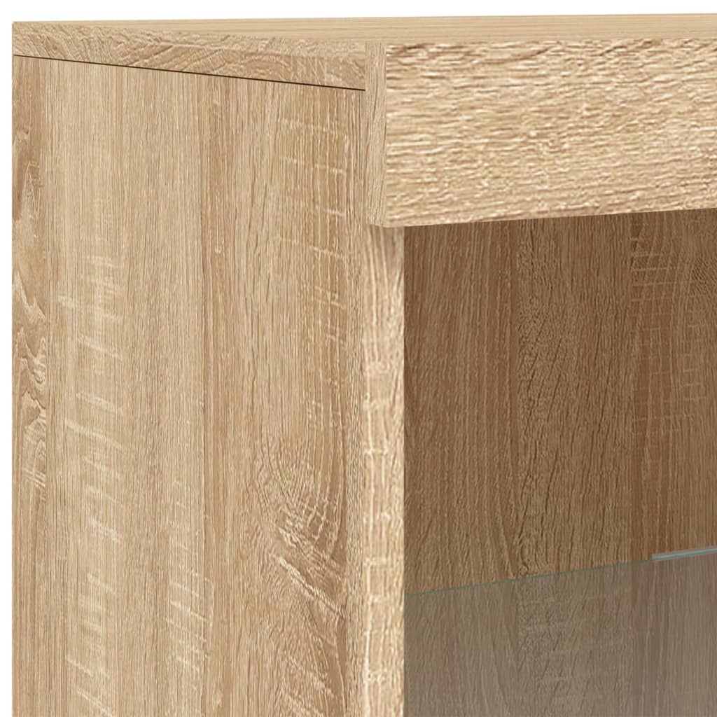 Skjenk med LED-lys sonoma eik 41x37x100 cm