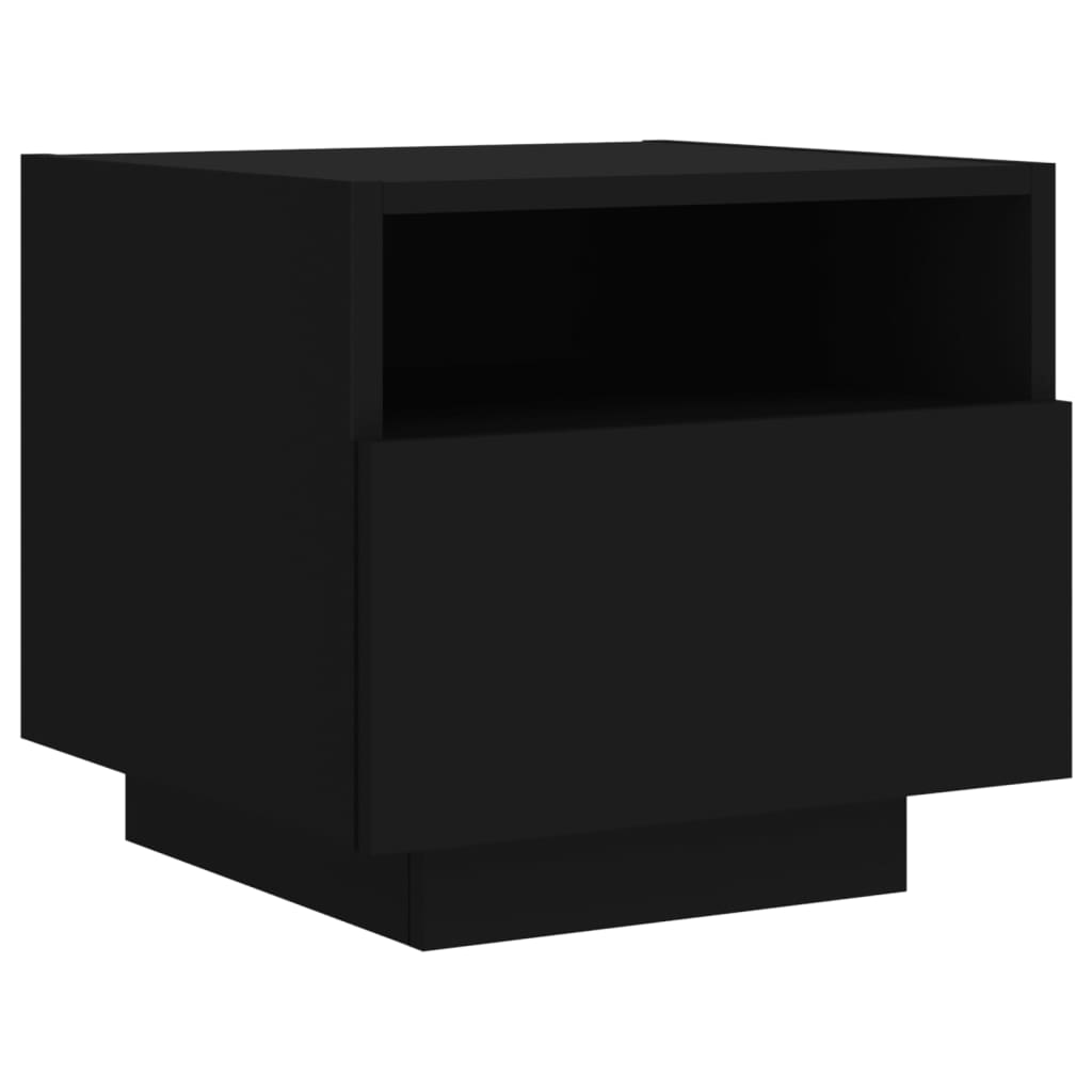 Nattbord med LED 2 stk svart 40x39x37 cm