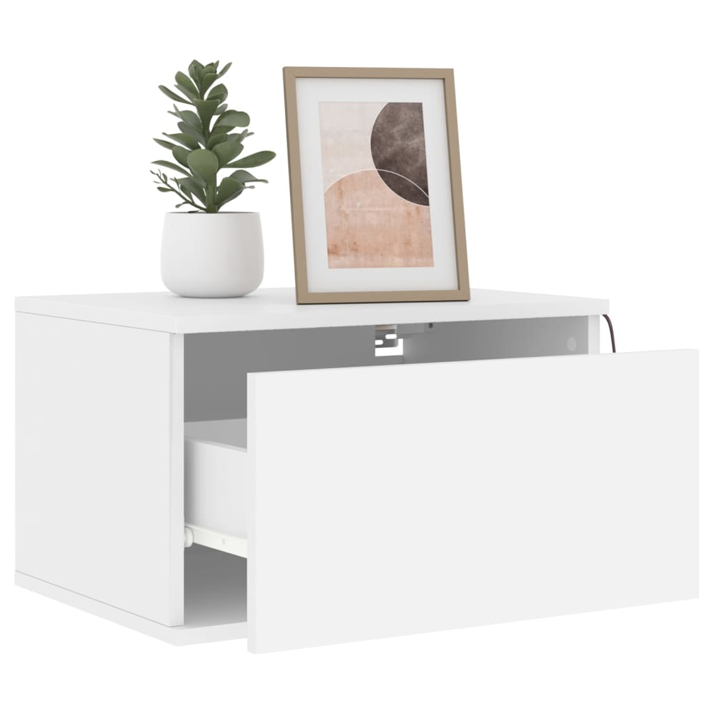 Vegghengte nattbord med LED-lys 2 stk hvit
