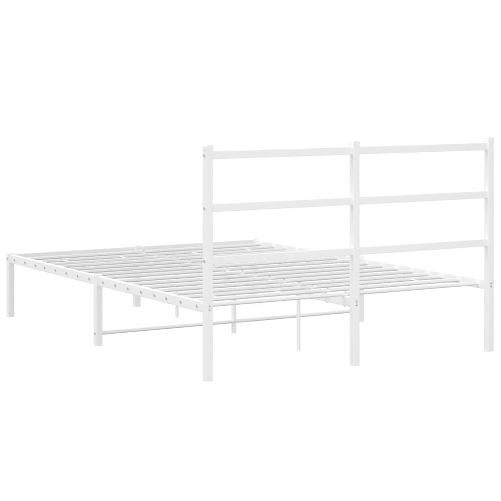 Sengeramme i metall med hodegavl hvit 140x200 cm