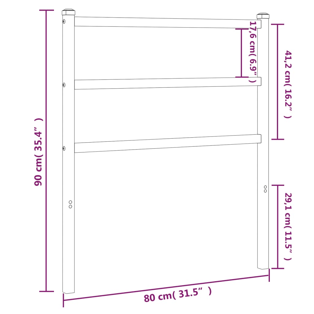 Utskiftbar sengegavl i metall hvit 75 cm
