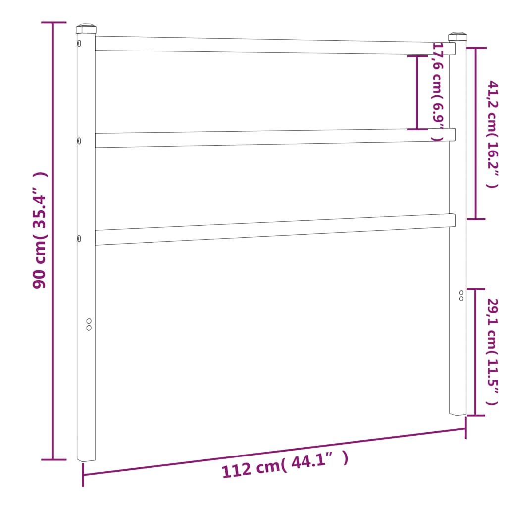 Utskiftbar sengegavl i metall hvit 107 cm