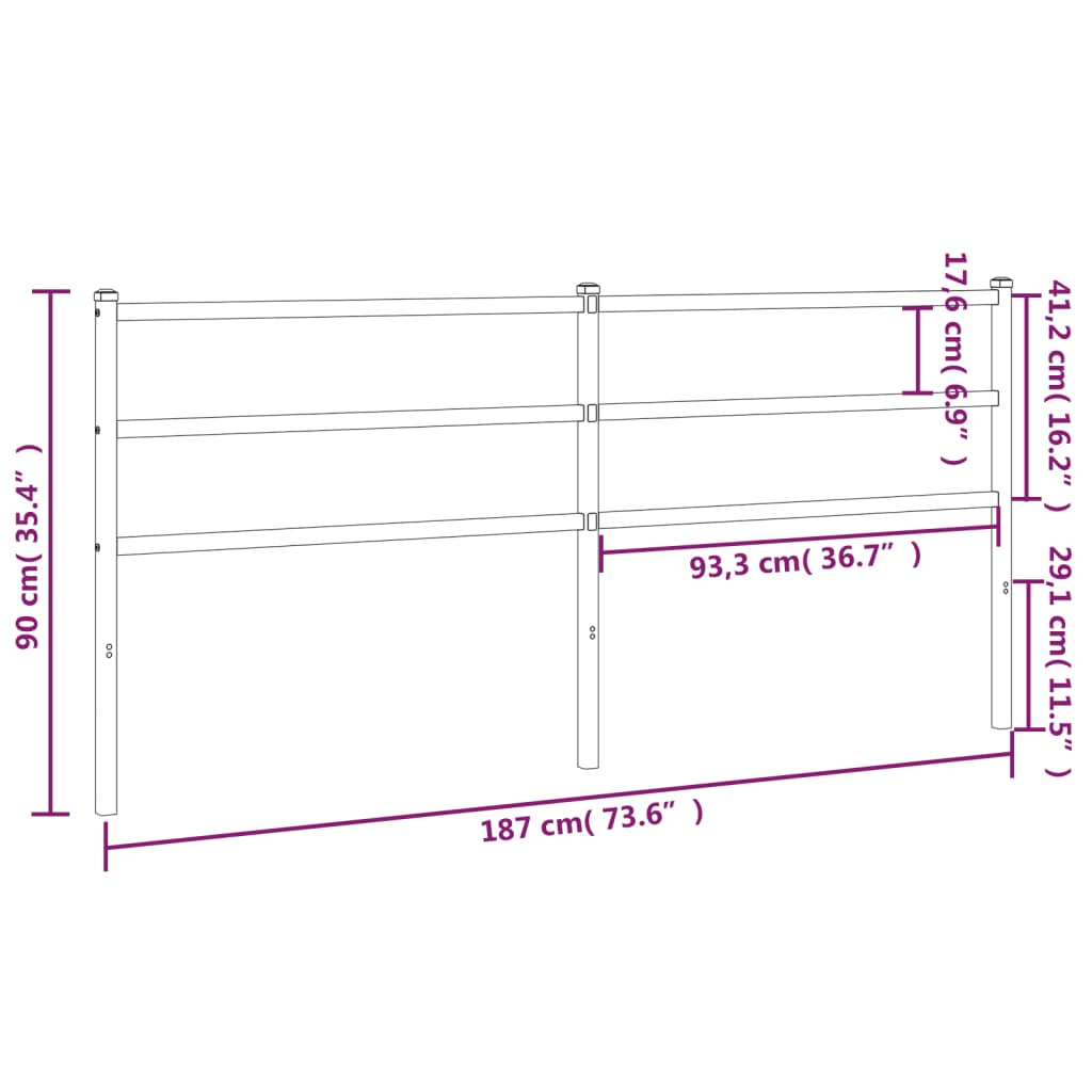 Utskiftbar sengegavl i metall hvit 180 cm