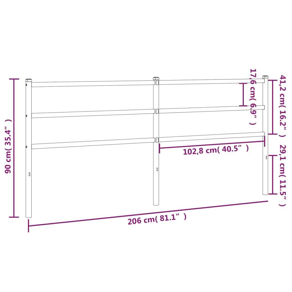Utskiftbar sengegavl i metall hvit 200 cm