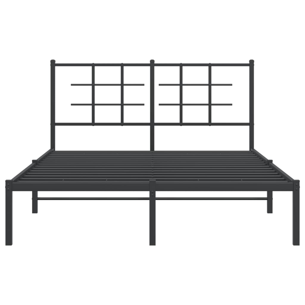 Sengeramme i metall med sengegavl svart 140x200 cm