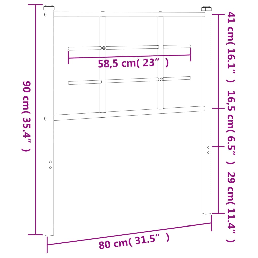 Utskiftbar sengegavl i metall hvit 75 cm