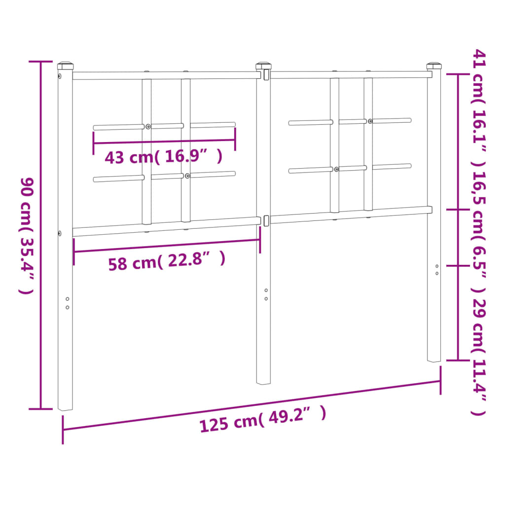 Utskiftbar sengegavl i metall hvit 120 cm