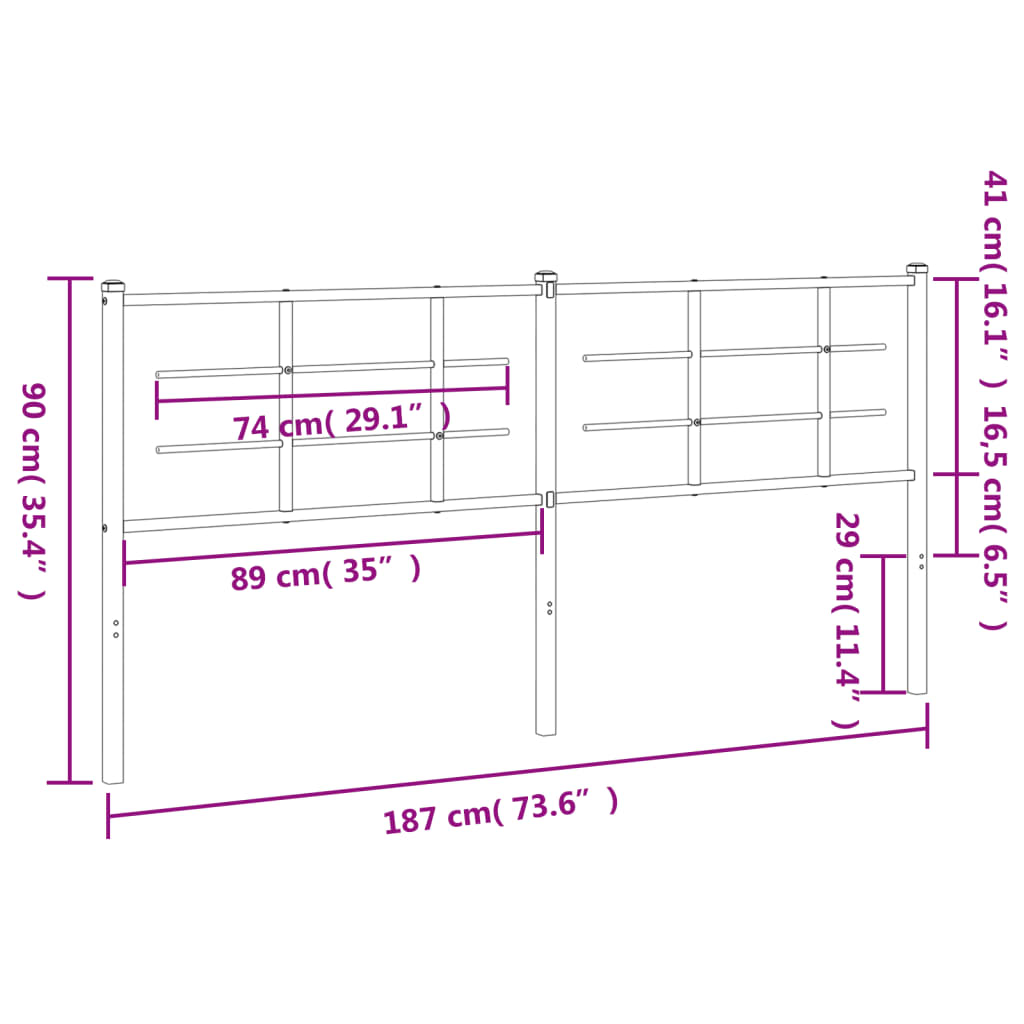 Utskiftbar sengegavl i metall hvit 180 cm