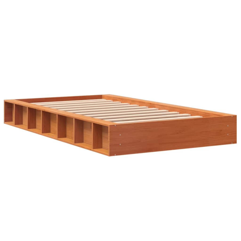 Sengeramme uten madrass voksbrun 90x200 cm heltre furu