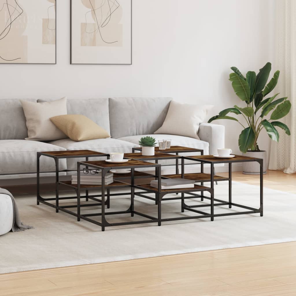 Salongbord røkt eik 121x121x40 cm konstruert tre