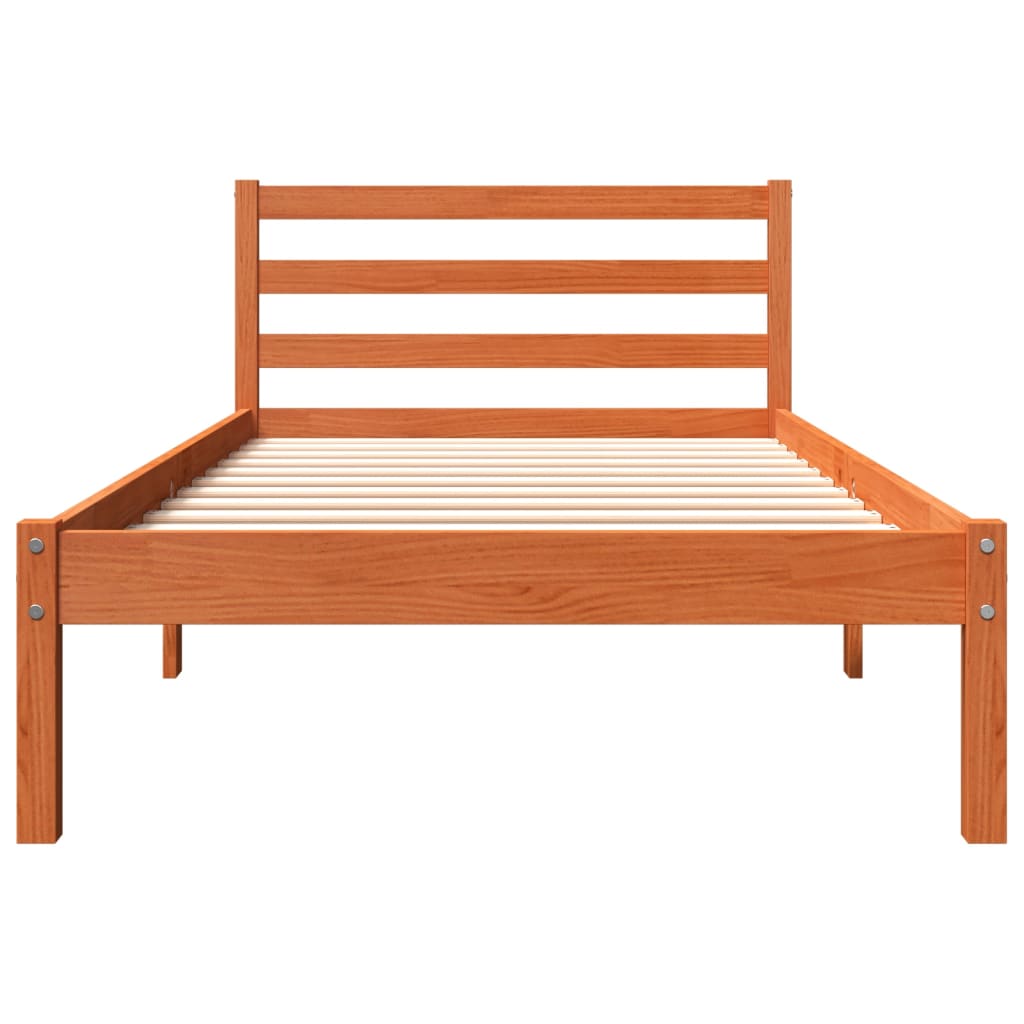 Sengeramme uten madrass voksbrun 90x190 cm heltre furu