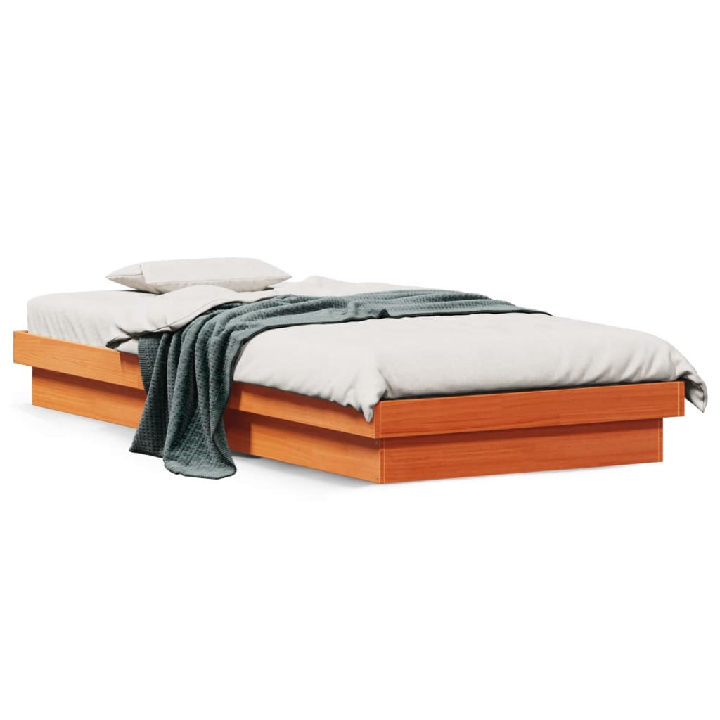 LED-sengeramme voksbrun 100x200 cm heltre furu