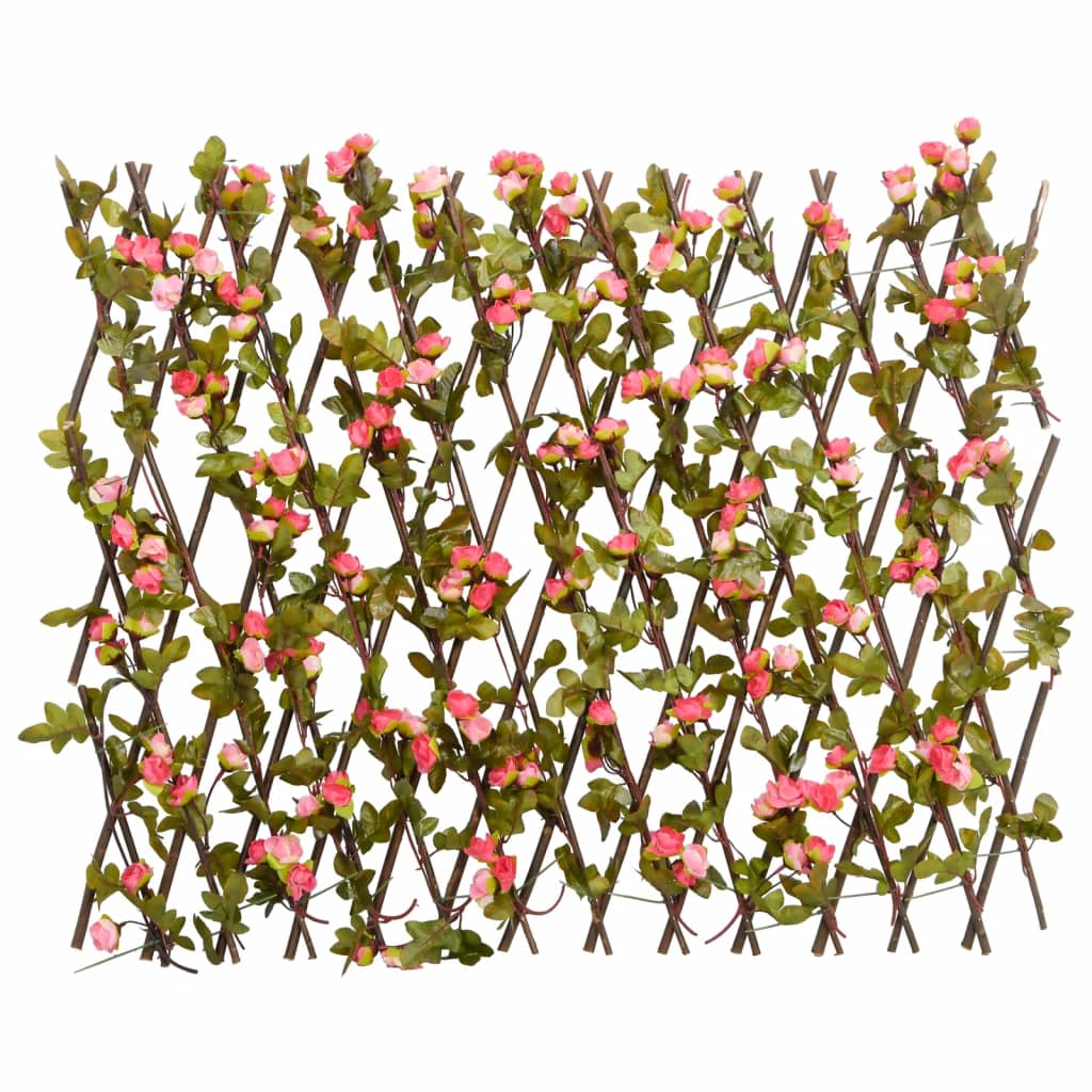 Utvidbart espalier med kunstig eføy 5 stk mørkerosa 180x60 cm