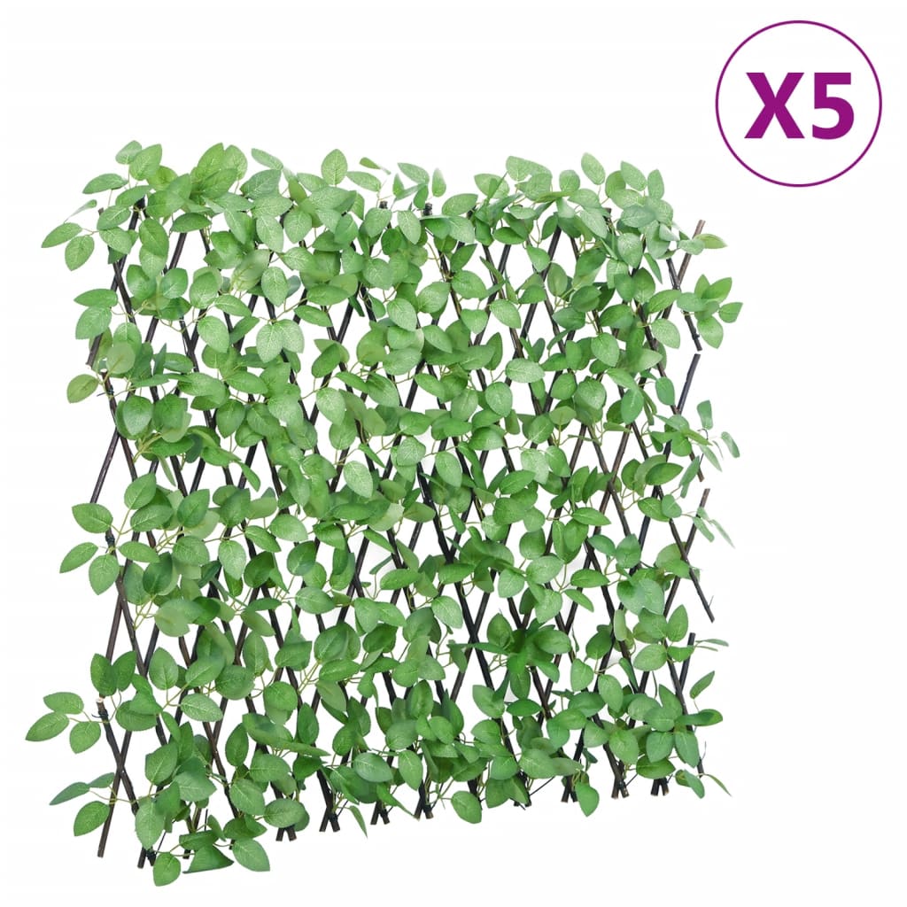 Utvidbart espalier med kunstig eføy 5 stk grønn 180x65 cm