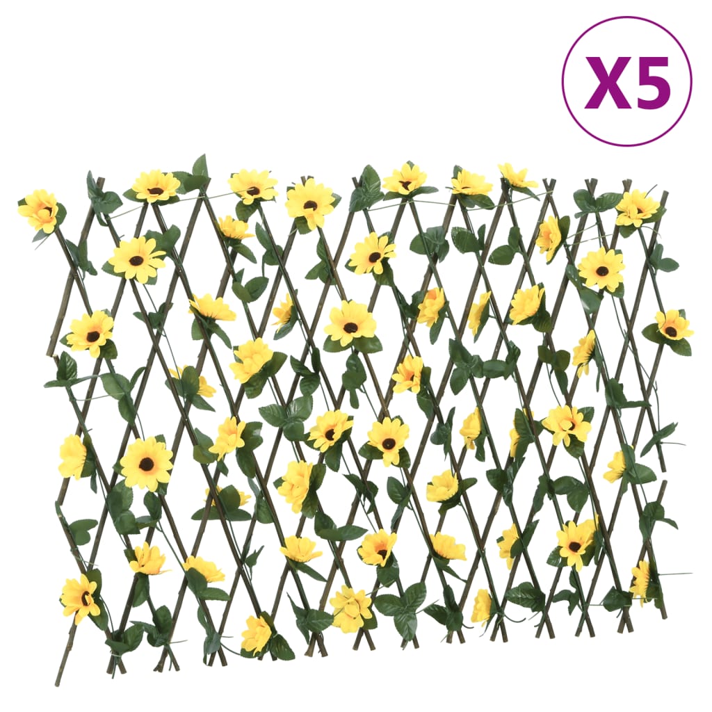 Utvidbart espalier med kunstig eføy 5 stk gul 180x60 cm