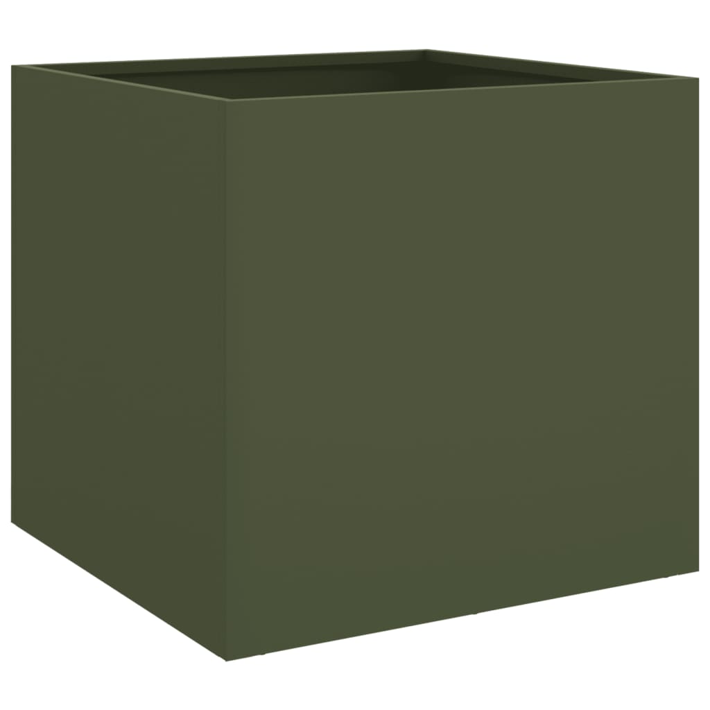 Plantekasse olivengrønn 42x40x39 cm stål