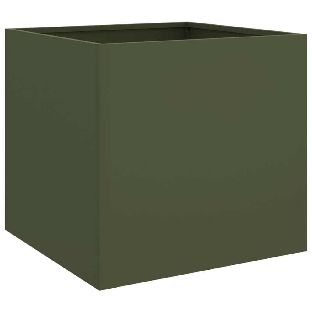 Plantekasser 2 stk olivengrønn 42x40x39 cm stål
