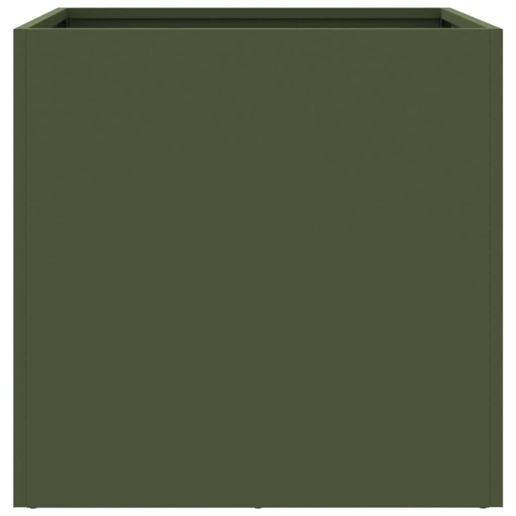 Plantekasse olivengrønn 49x47x46 cm stål