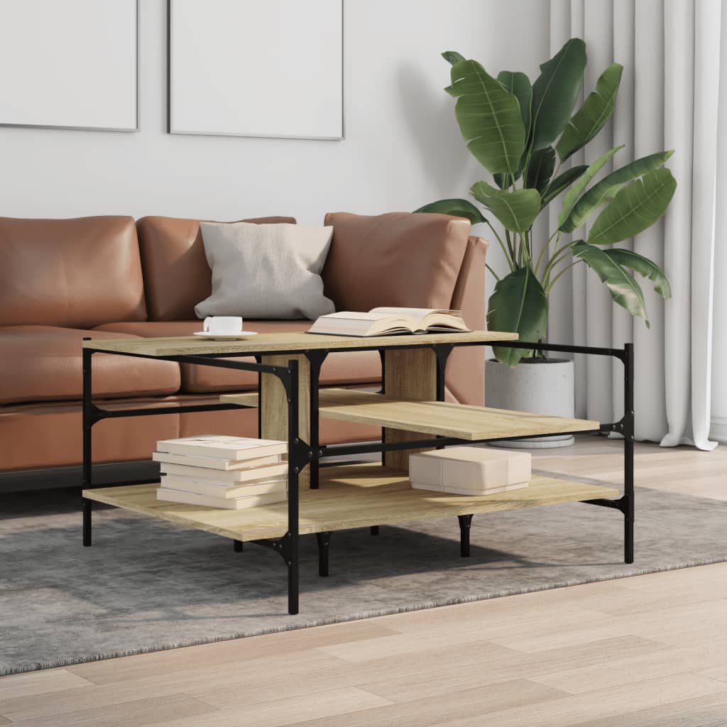 Salongbord sonoma eik 100x100x48,5 cm konstruert tre