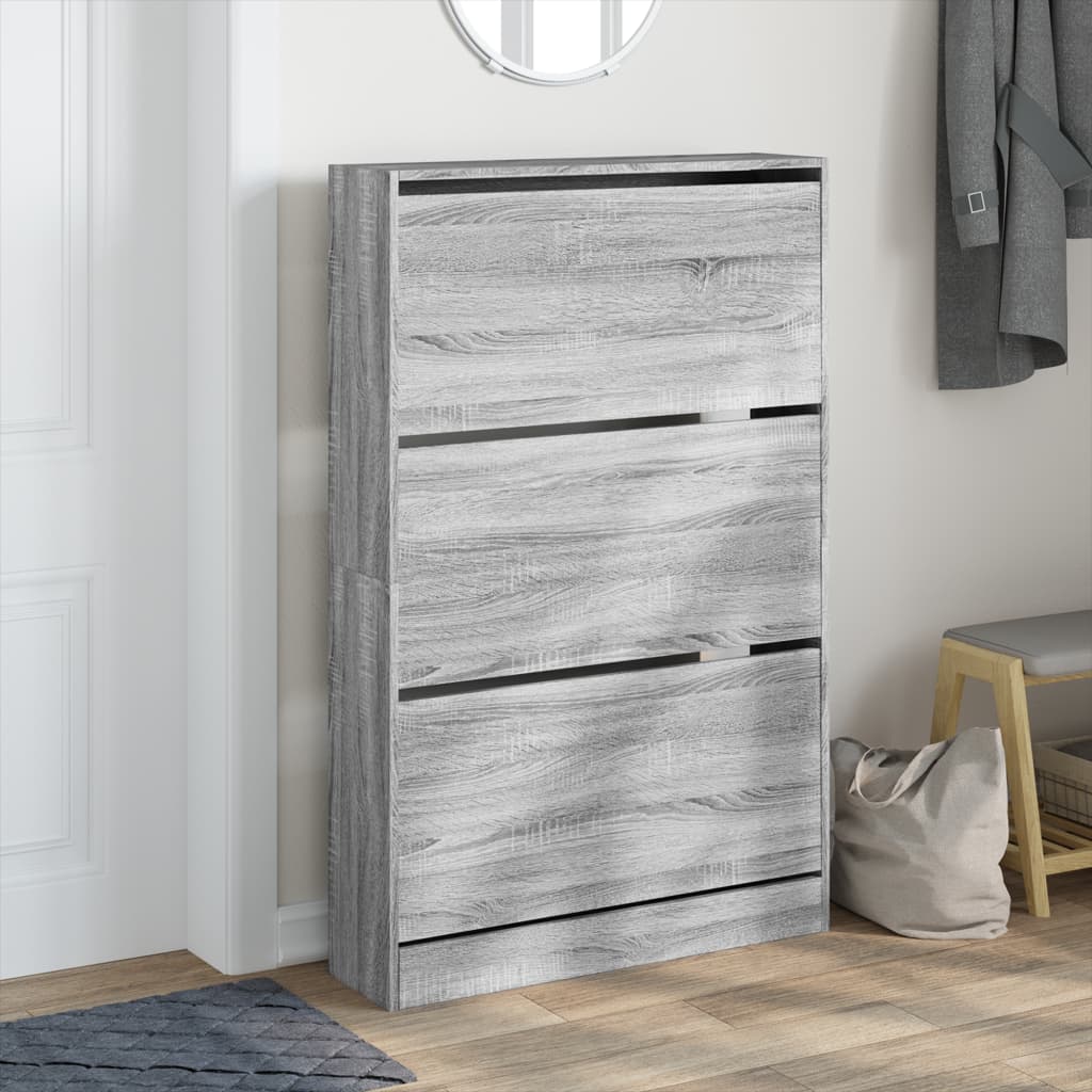 Skoskap grå sonoma 80x21x125,5 cm konstruert tre