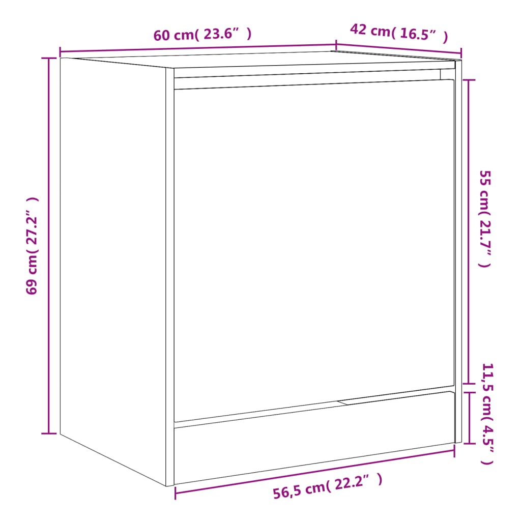 Skoskap betonggrå 60x42x69 cm konstruert tre