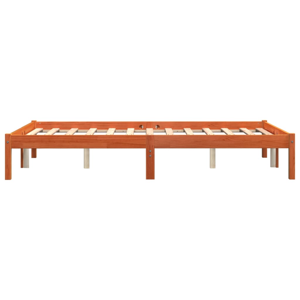 Sengeramme uten madrass voksbrun 140x200 cm heltre furu