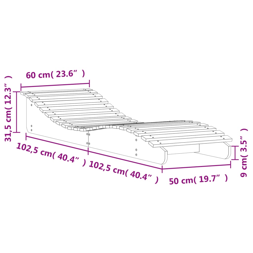 Solsenger 2 stk 205x60x31,5 cm heltre furu