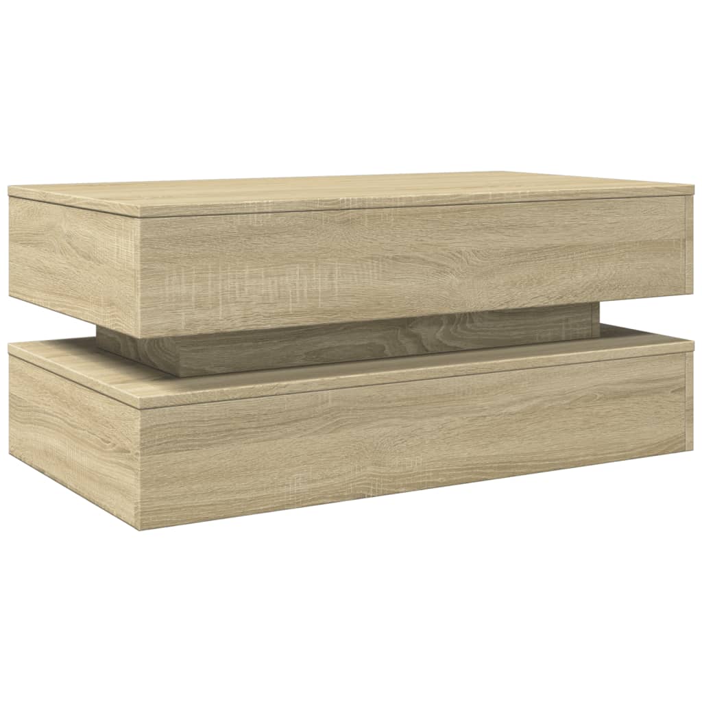 Salongbord med LED-lys sonoma eik 90x50x40 cm
