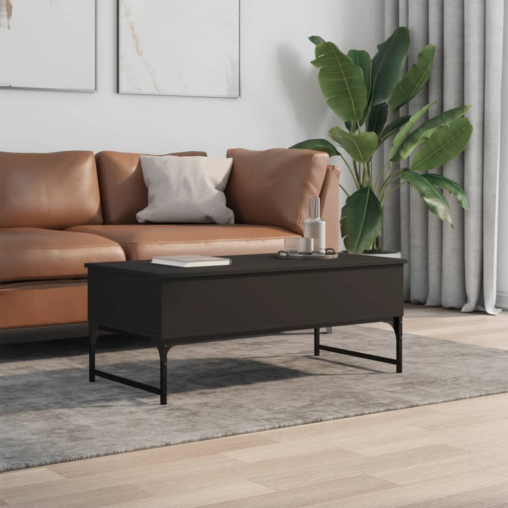 Salongbord svart 100x50x40 cm konstruert tre og metall