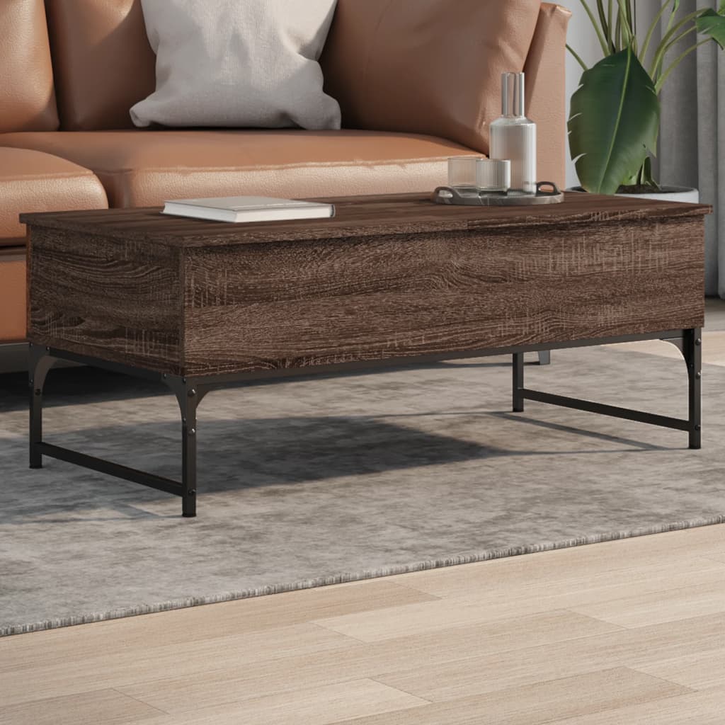 Salongbord brun eik 100x50x40 cm konstruert tre og metall