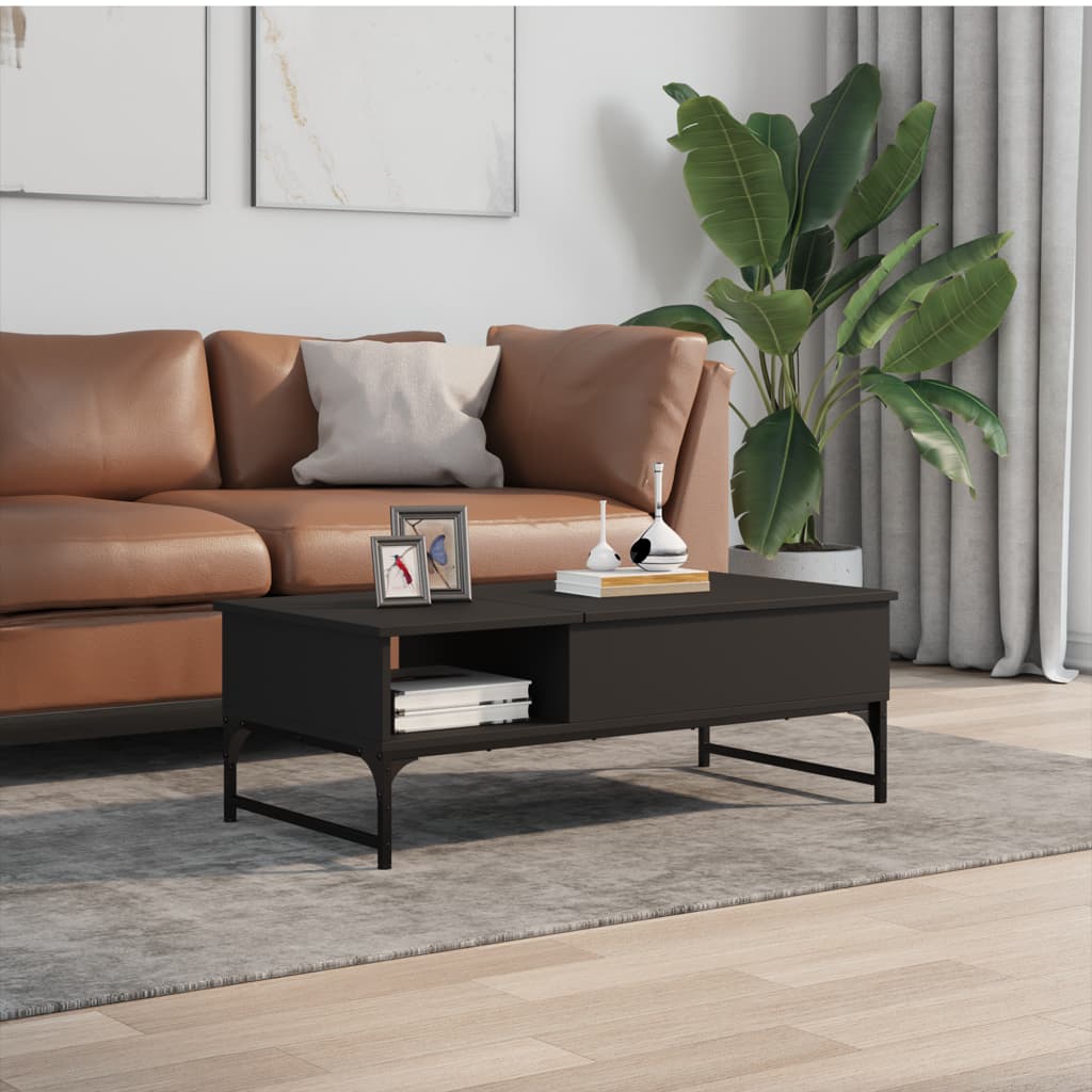 Salongbord svart 100x50x35 cm konstruert tre og metall
