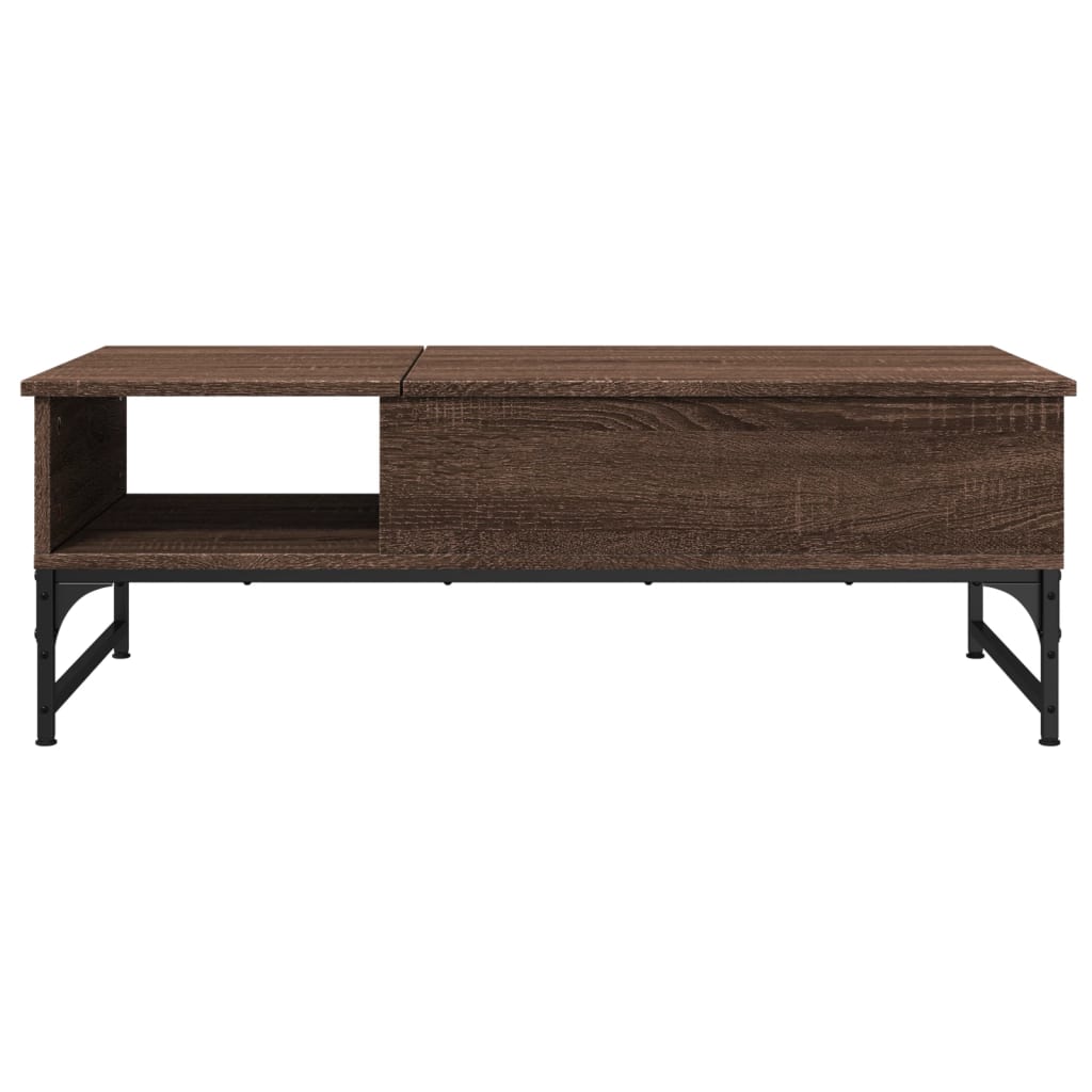 Salongbord brun eik 100x50x35 cm konstruert tre og metall
