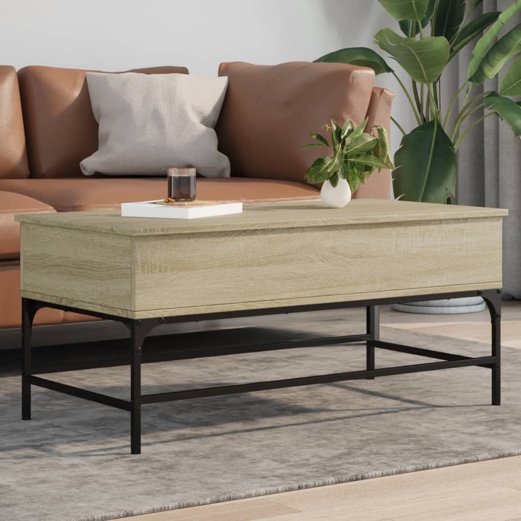 Salongbord sonoma eik 100x50x45 cm konstruert tre og metall