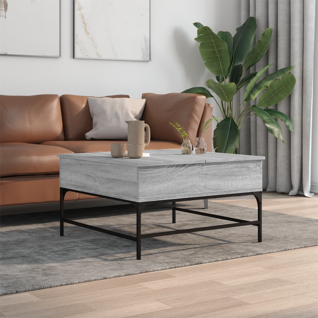 Salongbord grå sonoma 80x80x45 cm konstruert tre og metall