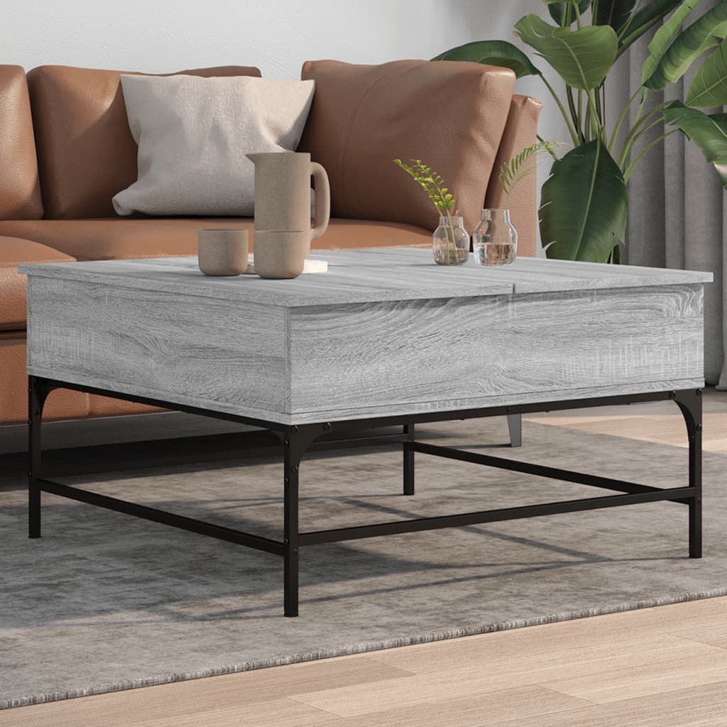 Salongbord grå sonoma 80x80x45 cm konstruert tre og metall