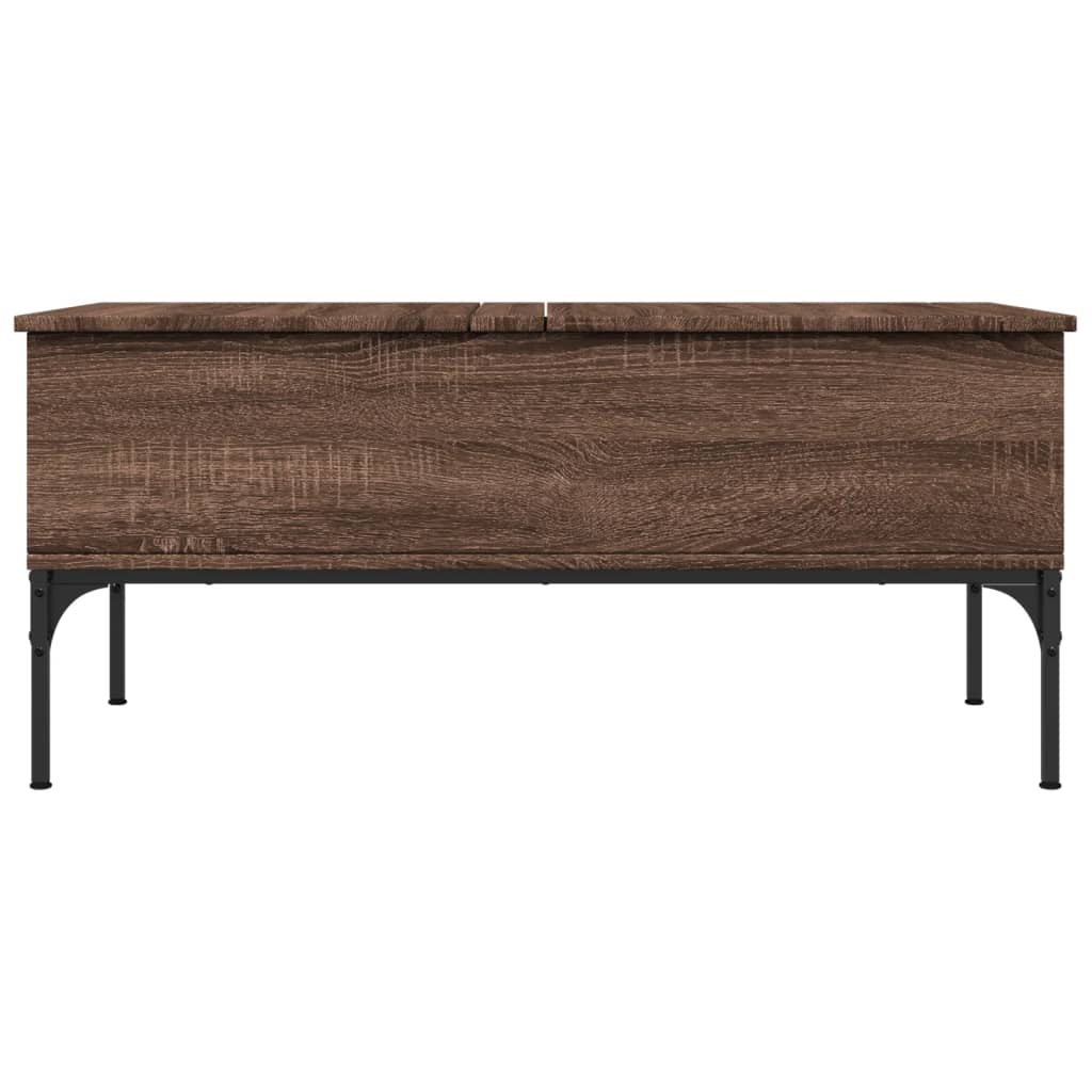 Salongbord brun eik 100x50x45 cm konstruert tre og metall