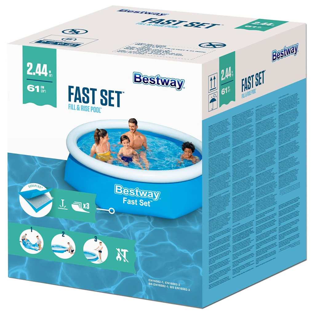 Oppblåsbart svømmebasseng Fast Set rundt 244x61 cm 57265